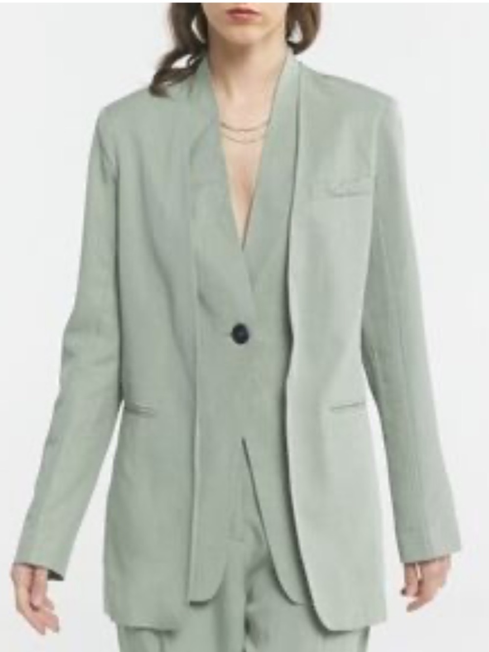 Linen cotton blazer lattelier nwt soft sage green small vested oversized  blazer